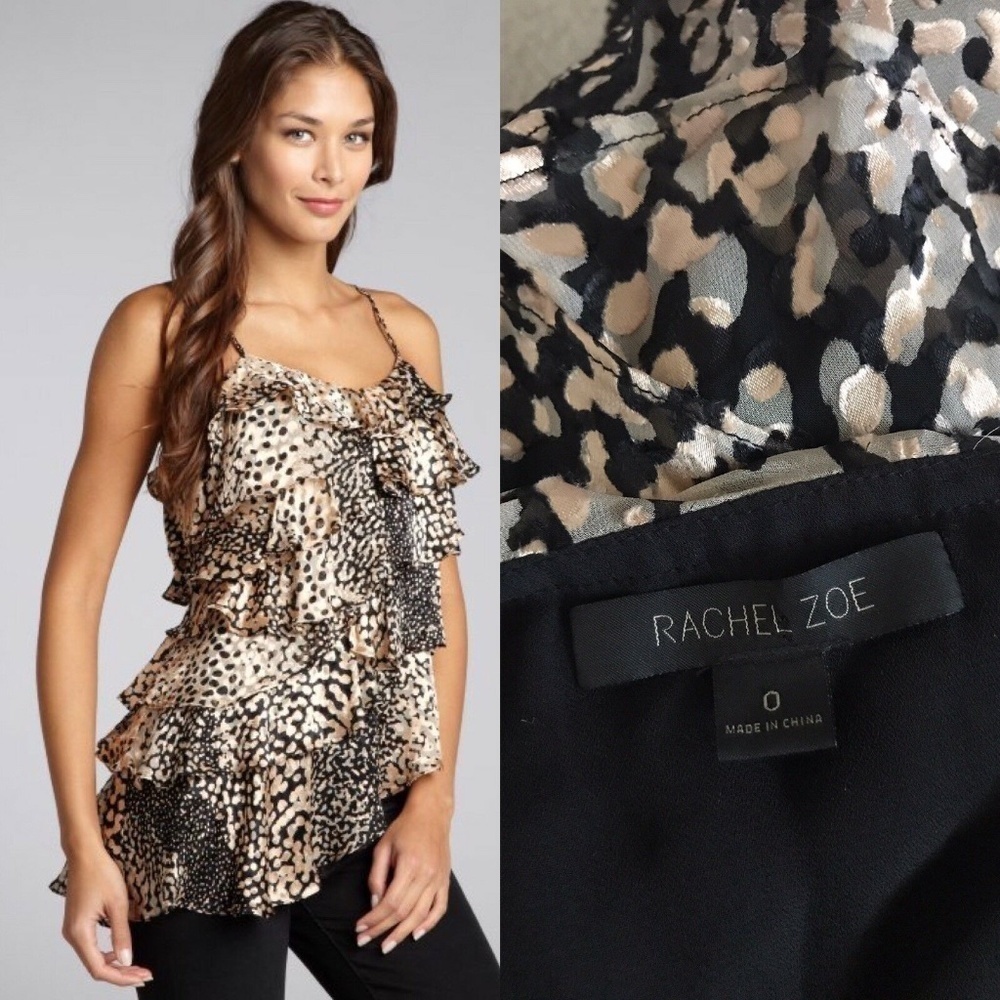 Rachel Zoe Women's Black Cheetah Print Silk Blend